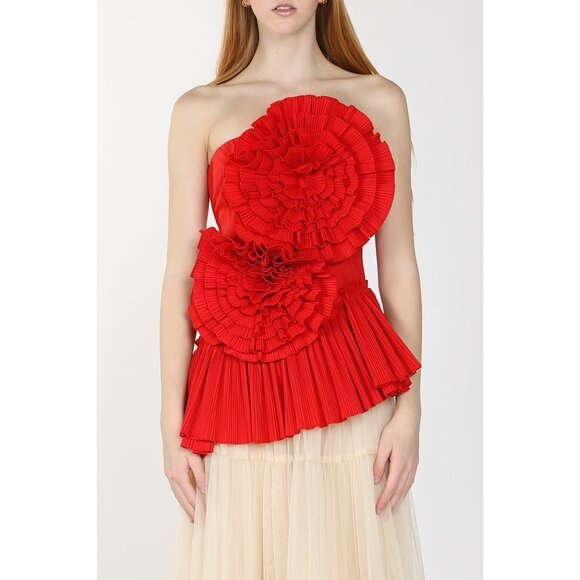 Angel 3D Pleated Flower Tube Bustier Top - Picture 6 of 12